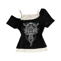 Camiseta Gráfica Vintage Y2K Feminina De Manga Curta Estilo Casual Retro Milênio