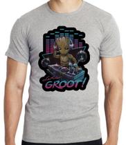 Camiseta Groot DJ Blusa criança infantil juvenil adulto camisa tamanhos