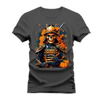 Camiseta Guerreiro Caveira Plus Size Extra Grande Gola Redonda Estampada Varias Cores