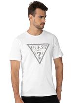 Camiseta Guess Masculina Logo Vazado Duplo Branca Camiseta Guess Masculina Logo Vazado Duplo Branca