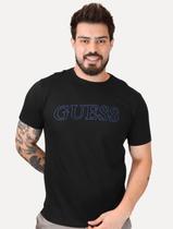 Camiseta Guess Masculina Outline Blue Logo Preta Tamanho:S/P Camiseta Guess Masculina Outline Blue Logo Preta Tamanho:S/P