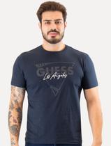Camiseta Guess Triângulo Los Angeles Relevo Peito Azul