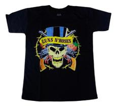 Camiseta Guns N' Roses Caveira Logo Blusa Adulto Unissex Banda de Rock Epi022 BM