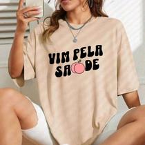 Camiseta Gym Longa Oversized Feminina Vim Pela Saúde