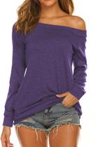 Camiseta Halife de manga comprida com gola de barco para mulheres, tamanho grande 2X Camiseta Halife de manga comprida com gola de barco para mulheres, tamanho grande 2X