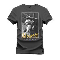 Camiseta Happy Estatua Varias Cores Estampada Confortável