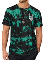 Camiseta Hardaddy Tie Dye casual de manga curta verde para homens