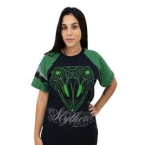 Camiseta Harry Potter Sonserina Slytherin Raglan Casas Hogwarts 100% Algodão Oficial W.- Clube Comix