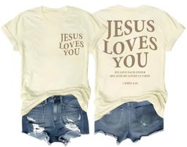 Camiseta HDDXYF Christian Jesus Loves You para mulheres Camiseta HDDXYF Christian Jesus Loves You para mulheres