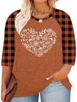 Camiseta HDLTE Plus Size Halloween Pumpkin feminina de manga 3/4