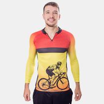 Camiseta Head Ciclismo Manga Longa Vermelha e Amarela