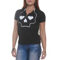 Camiseta heart skull bkf0101 preto - black skull - clothing (m)