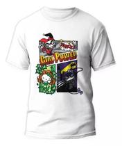 Camiseta Hello Kitty com Estampa de Super-Heróis: Batman, Arlequina e Personagens em Algodão Camiseta Hello Kitty com Estampa de Super-Heróis: Batman, Arlequina e Personagens em Algodão