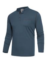 Camiseta Henley Hardaddy Hardaddy masculina de manga comprida azul profundo M