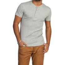 Camiseta Henley J Silver Slim Fit Manga Curta 4 Botões - Disponível em 3 cores Camiseta Henley J Silver Slim Fit Manga Curta 4 Botões - Disponível em 3 cores