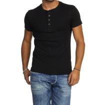 Camiseta Henley J Silver Slim Fit Manga Curta 4 Botões - Disponível em 3 cores