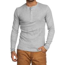 Camiseta Henley J Silver Slim Fit Manga Longa 4 Botões - Disponível em 5 cores