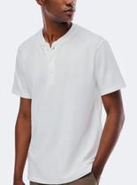 Camiseta Henley Manga Curta Hering 4FXQ Masculina Com Botões Malha Sarjada T. P/XXG