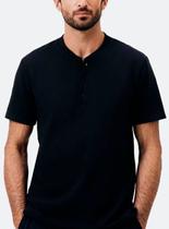 Camiseta Henley Manga Curta Hering 4FXQ Masculina Com Botões Malha Sarjada T. P/XXG