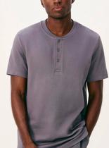 Camiseta Henley Manga Curta Hering 4FXQ Masculina Com Botões Malha Sarjada T. P/XXG