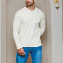 Camiseta Henley Masculina J Silver Slim Fit Manga Longa 2 Botões - 6 CORES DISPONÍVEIS