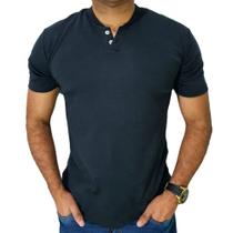 Camiseta Henley Masculina Slim Fit MCurta 2 Botões - 3 Cores para sua Escolha