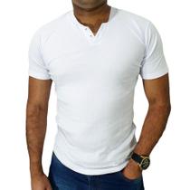 Camiseta Henley Masculina Slim Fit MCurta 2 Botões - 3 Cores para sua Escolha