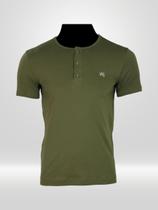 Camiseta Henley Masculina Verde Militar