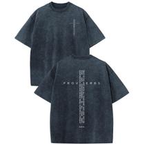 Camiseta Hiehiety Christian Cross para homens de algodão com lavagem ácida Camiseta Hiehiety Christian Cross para homens de algodão com lavagem ácida