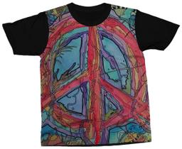 Camiseta Hippie Camisa Símbolo Paz e Amor