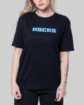 Camiseta Hocks Malha Larga Feminina Logo Letter - Preta