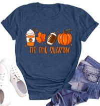 Camiseta Hohololo Halloween Tis The Season Pumpkin Coffee Feminina Camiseta Hohololo Halloween Tis The Season Pumpkin Coffee Feminina