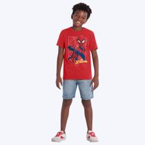 Camiseta Homem-Aranha Brilha No Escuro Infantil Menino Brandili 26882 Vermelho