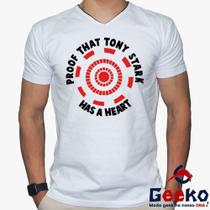 Camiseta Homem de Ferro Proof That Tony Stark Has A Heart Iron Man Geeko
