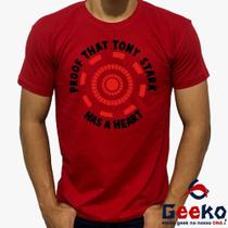 Camiseta Homem de Ferro Proof That Tony Stark Has A Heart Iron Man Geeko
