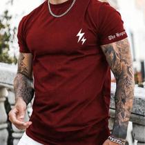 Camiseta Homens Relâmpago Gráfica Letra masculina Algoão Premium