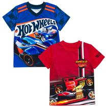 Camiseta Hot Wheels Toddler Boys, pacote com 2 unidades, vermelha/azul, 4T