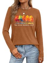 Camiseta HQP Halloween de manga comprida de abóbora para mulheres Camiseta HQP Halloween de manga comprida de abóbora para mulheres