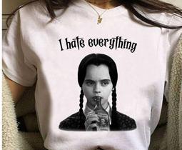 Camiseta I Hate Everything Wednesday Addams Wandinha Unissex