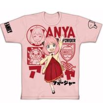 Camiseta Inf Spy Family Anya cor rosa 100% Algodão
