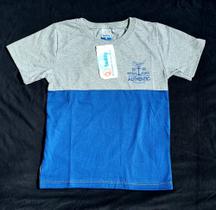 Camiseta infantil 6 anos cinza e azul