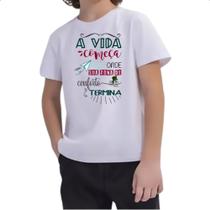 Camiseta Infantil A vida comeca zona de conforto termina