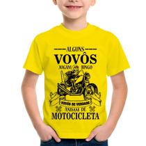 Camiseta Infantil Alguns vovôs jogam bingo, vovôs de verdade andam de motocicleta - Foca na Moda