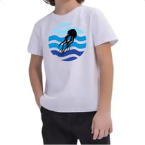 Camiseta Infantil Animais marinhos agua-viva silhueta sunset