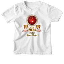 Camiseta Infantil Ano Novo Relogio Vermelho Camiseta Infantil Ano Novo Relogio Vermelho