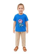 Camiseta Infantil Astronauta Luna cor Azul tamanho 08 algodão 30.1 modelo confortável ideal para crianças Guardião Co.