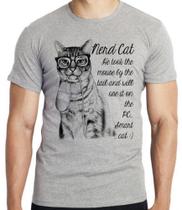 Camiseta infantil até o Plus size gato nerd mouse