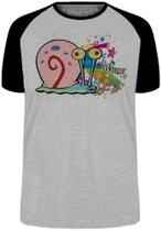 Camiseta Infantil até Plus Size Bob Esponja Gary Meow Caracol Camiseta Infantil até Plus Size Bob Esponja Gary Meow Caracol