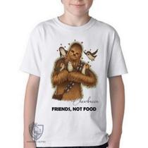 Camiseta Infantil até Plus Size Chewbacca Friends Not Food