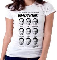 Camiseta infantil até Plus Size Faces Do Sheldon Cooper